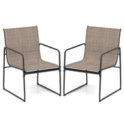 Outdoor Dining Chairs Set of 2 Patio Furniture Chair with Breathable Seat and Backrest-Brown