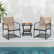 Outdoor Dining Chairs Set of 4 Patio Furniture Chair with Breathable Seat and Backrest-Brown