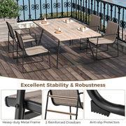 Outdoor Dining Chairs Set of 4 Patio Furniture Chair with Breathable Seat and Backrest-Brown