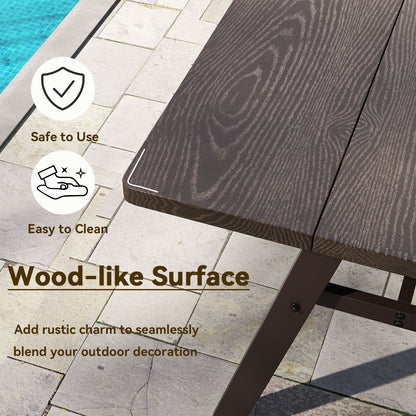 Outdoor Dining Tale for 6 with 1.93 Inch Umbrella Hole for Garden-Dark Brown