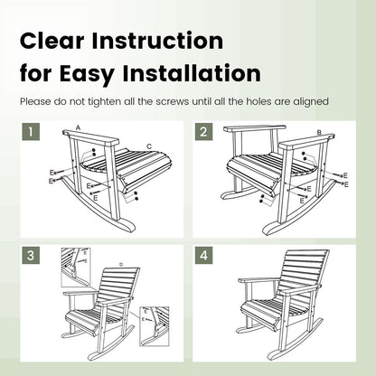Outdoor Fir Wood Rocking Chair with High Backrest