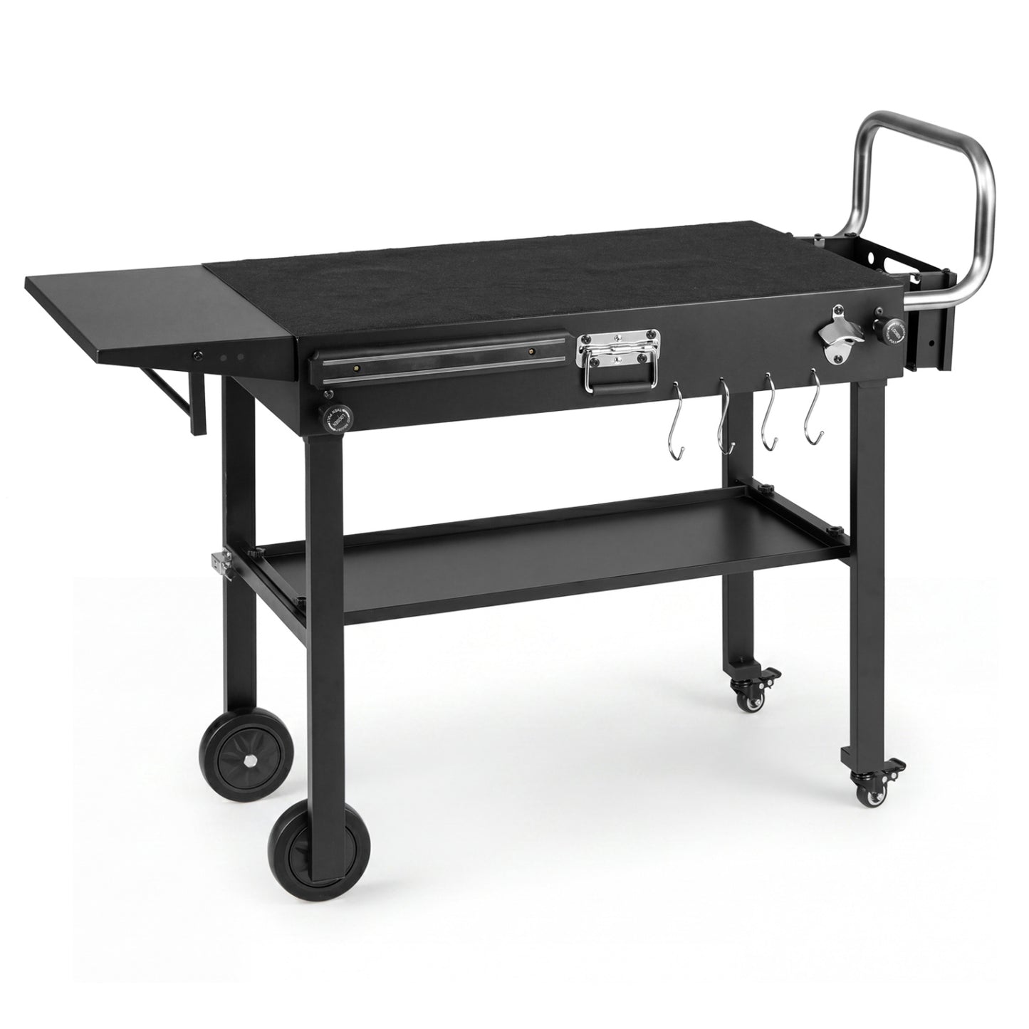 Foldable Grill Cart with 31" Tabletop & Storage Shelf