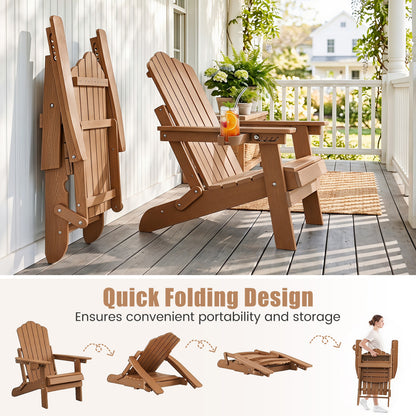 Folding Adirondack Chair with Adjustable Backrest & Cup Holder
