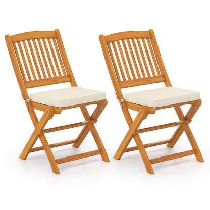 Outdoor Folding Chairs with Seat Cushions Set of 2-Red - Beige