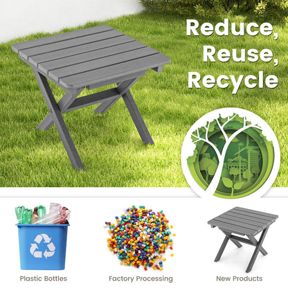 Outdoor Folding Side Table Foldable Weather-Resistant HDPE Adirondack Table-Gray