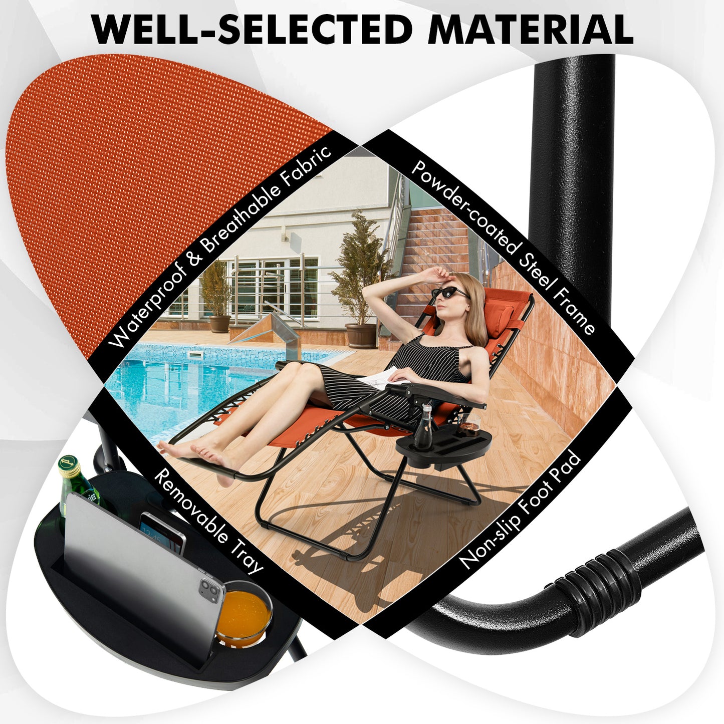 Outdoor Folding Zero Gravity Reclining Lounge Chair