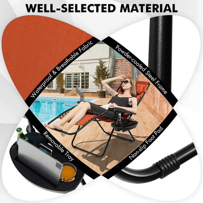Outdoor Folding Zero Gravity Reclining Lounge Chair