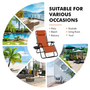 2 Pieces Folding Lounge Chair with Zero Gravity-Orange