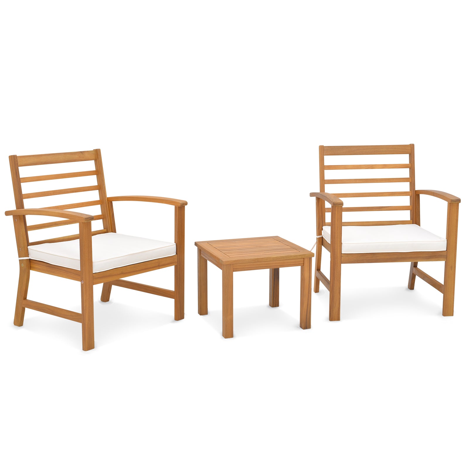3 Pieces Outdoor Furniture Set with Soft Seat Cushions-White - White
