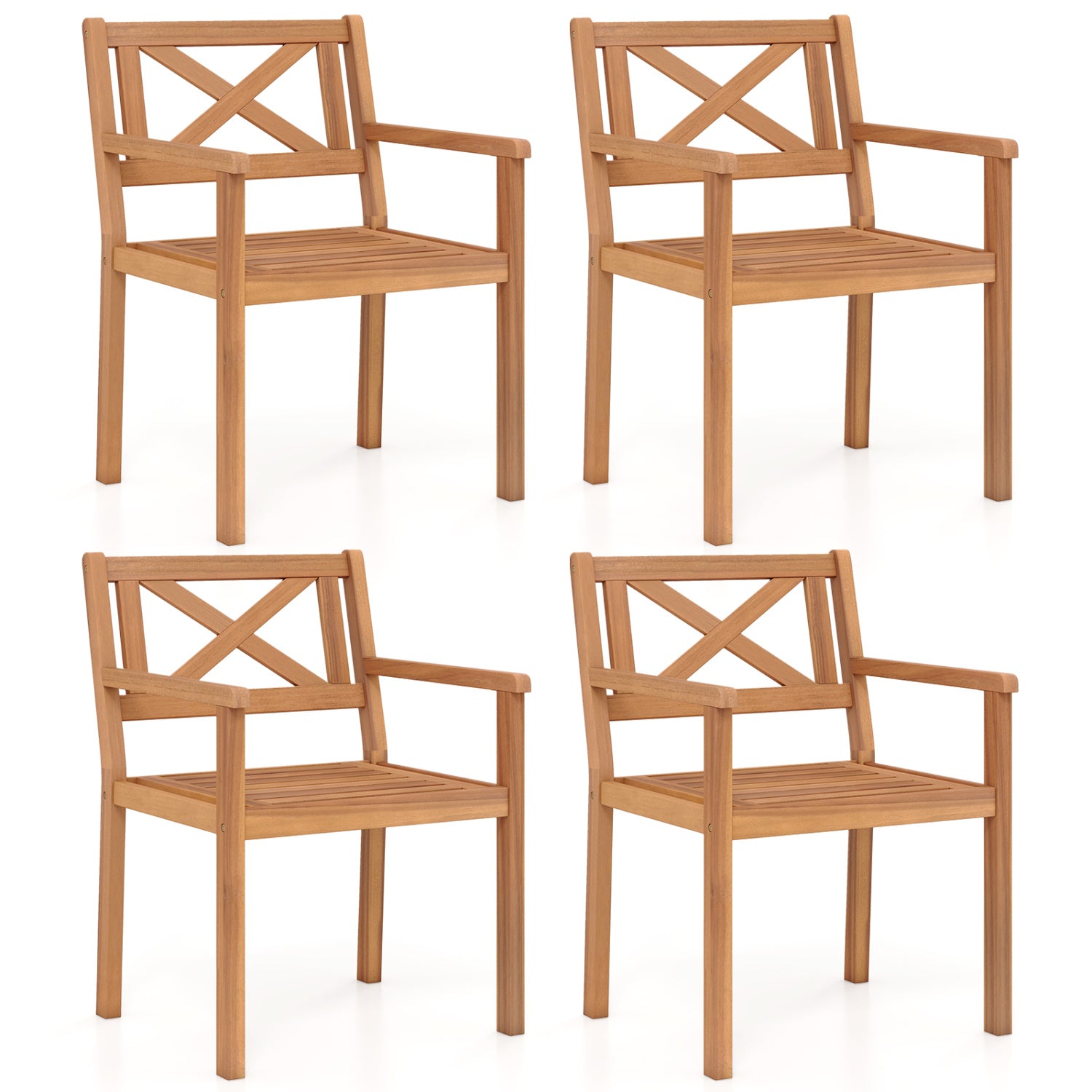 Outdoor Garden Acacia Wood Patio Dining Chairs for Porch