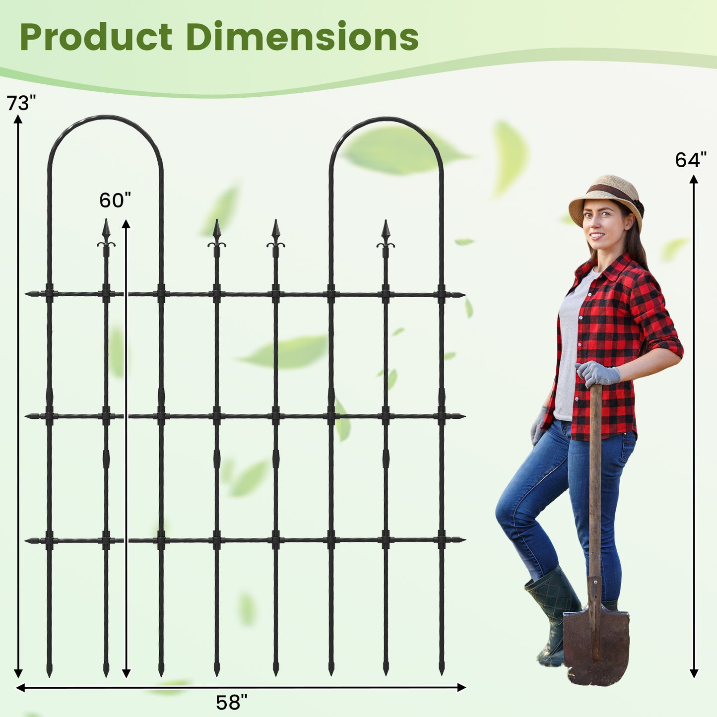58 x 73 Inch Outdoor Garden Rose Arch Trellis for Climbing Plants