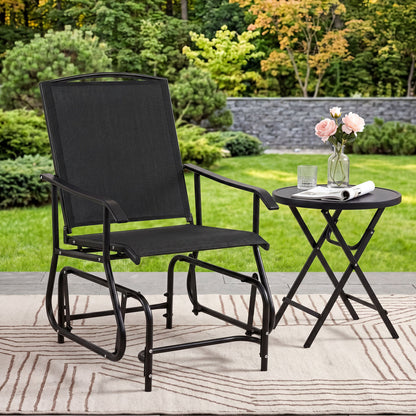 Outdoor Glider Chair with Metal Frame and Armrests