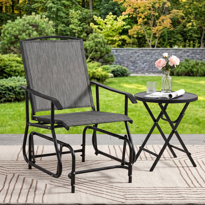 Outdoor Glider Chair with Metal Frame and Armrests