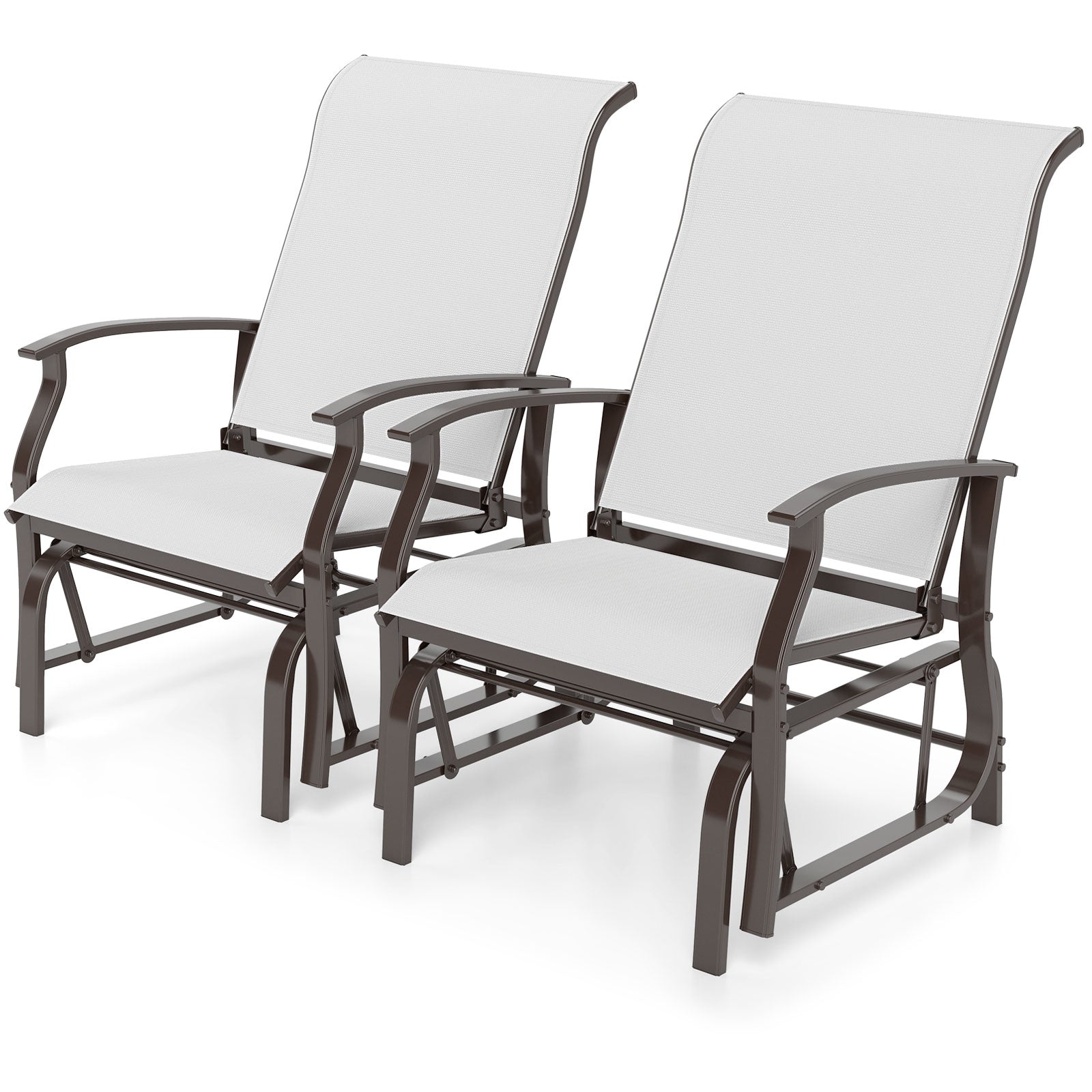 Outdoor Glider Chairs Set of 2 with Ergonomic Backrest and Seat-Beige