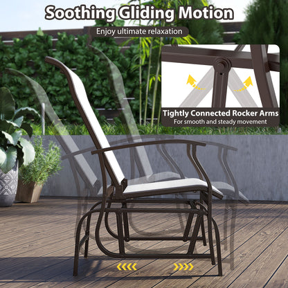 Outdoor Glider Chairs Set of 2 with Ergonomic Backrest and Seat-Beige