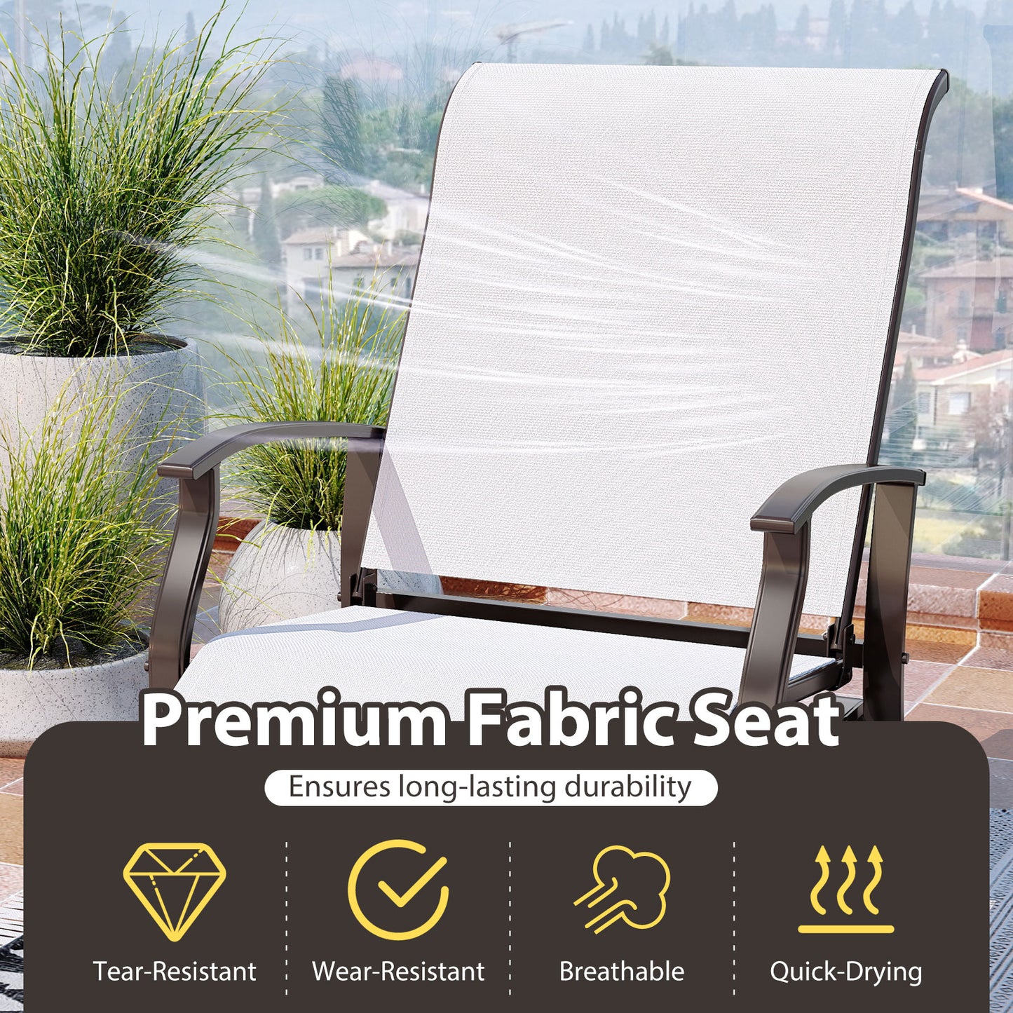 Outdoor Glider Chairs Set of 2 with Ergonomic Backrest and Seat-Beige