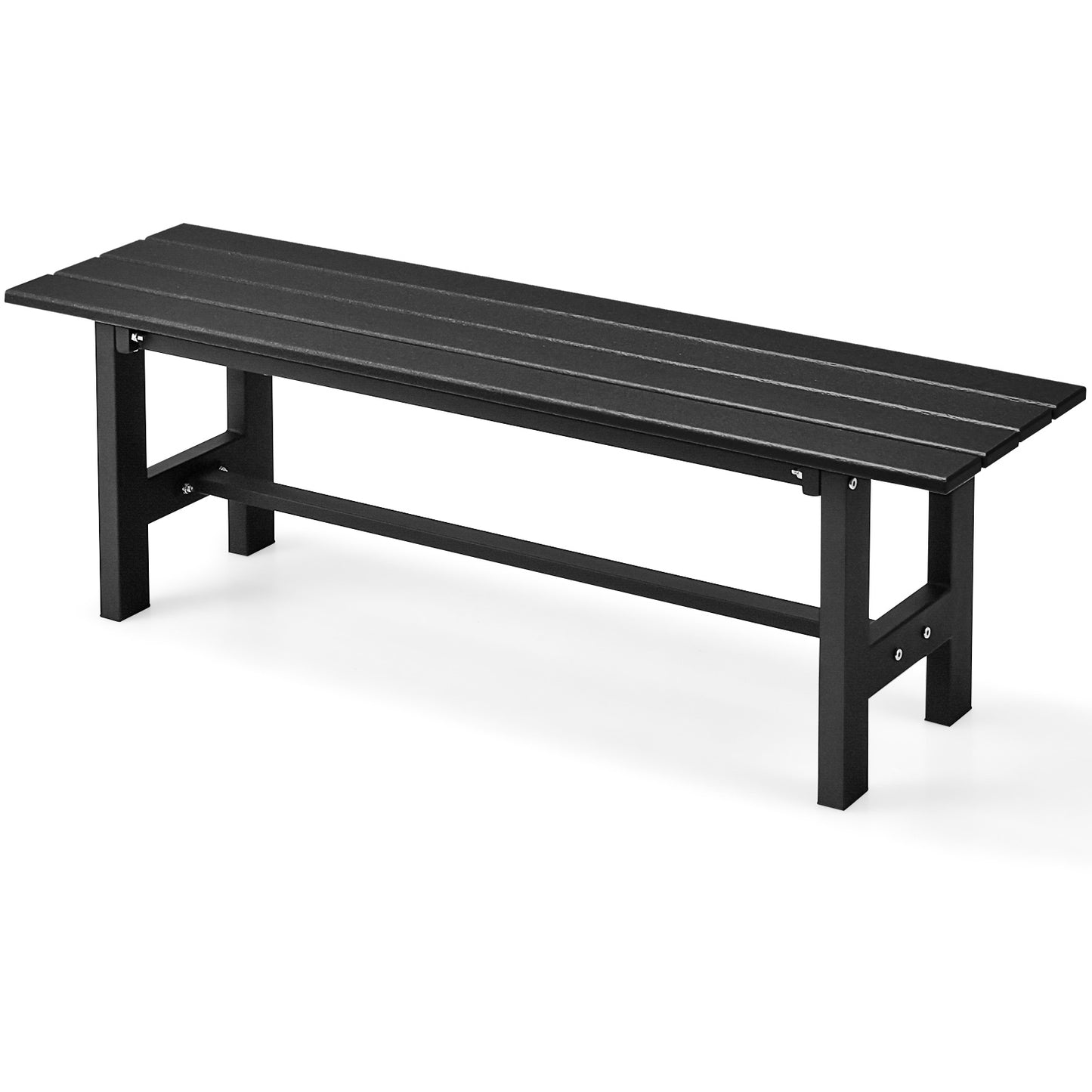47 Inch Outdoor Chair with Slatted Seat Plastic Coated Iron Frame-Black - Black
