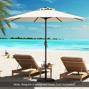 Outdoor Heavy Duty Market Umbrella with Crank Handle and 8 Sturdy Ribs-Beige