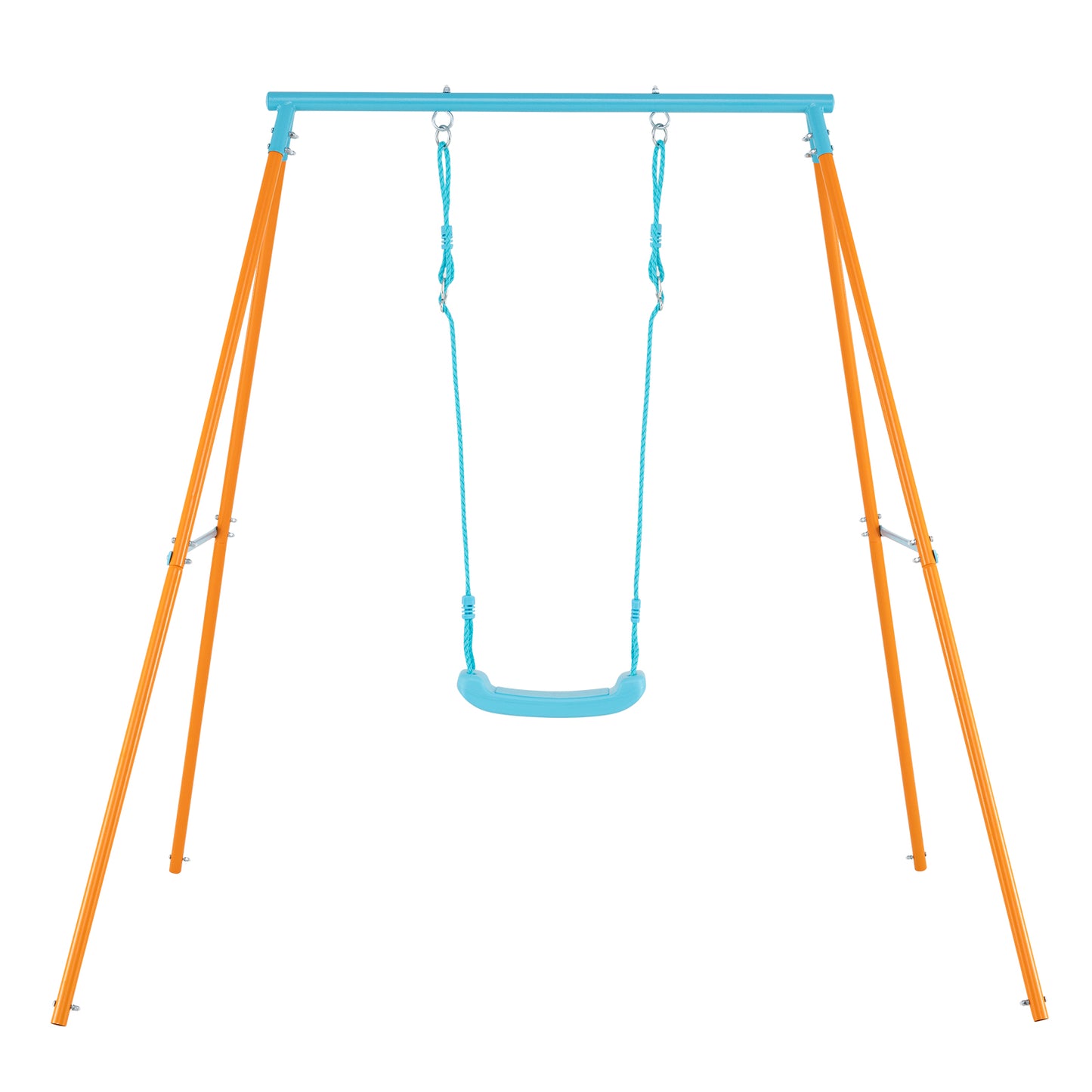 Outdoor Heavy Duty Metal Toddler Swing Set with Stand-Blue - Orange