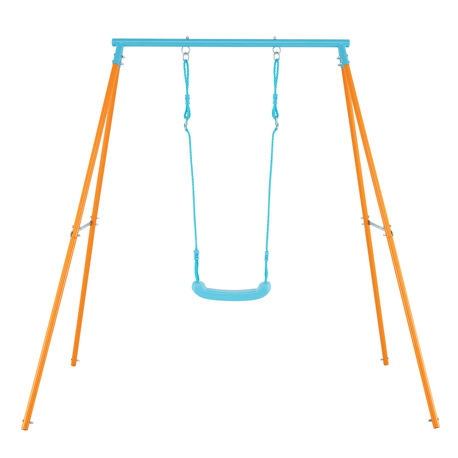 Outdoor Heavy Duty Metal Toddler Swing Set with Stand-Blue - Orange