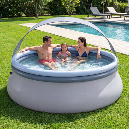 Inflatable Pool with Sunshade Canopy for Outdoor Use