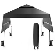 10 x 17.6 Feet Outdoor Instant Pop-up Canopy Tent with Dual Half Awnings-Gray - Black