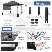 10 x 17.6 Feet Outdoor Instant Pop-up Canopy Tent with Dual Half Awnings-Black