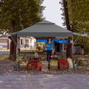 10 x 17.6 Feet Outdoor Instant Pop-up Canopy Tent with Dual Half Awnings-Gray