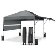 10 x 17.6 Feet Outdoor Instant Pop-up Canopy Tent with Dual Half Awnings-Gray - Gray