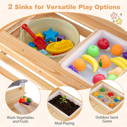 Outdoor Kids Mud Kitchen with Extended Tabletop and Water Tank