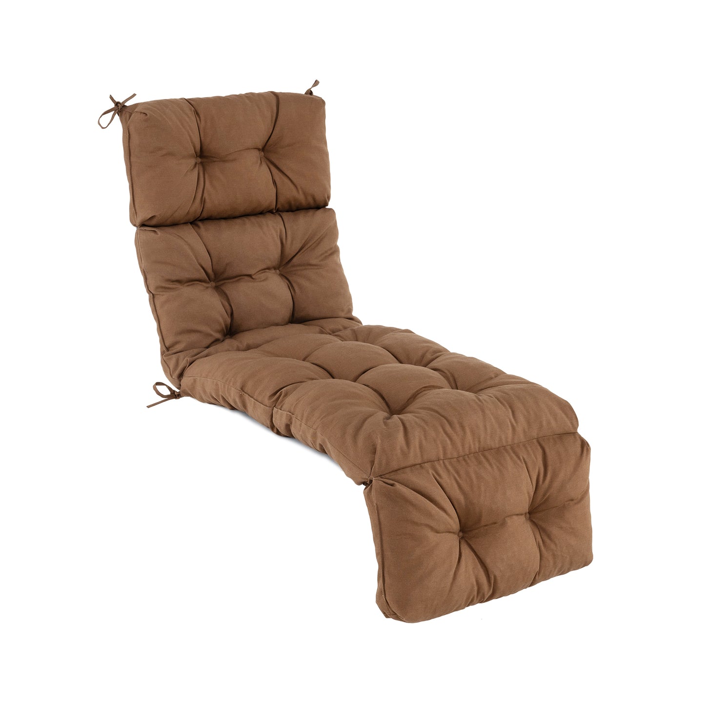 Outdoor Lounge Chaise Cushion with String Ties for Garden Poolside-Navy - Brown