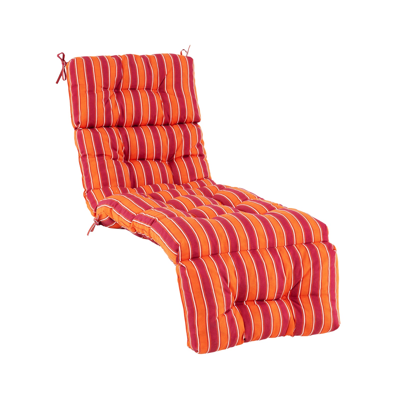 Outdoor Lounge Chaise Cushion with String Ties for Garden Poolside-Navy - Red