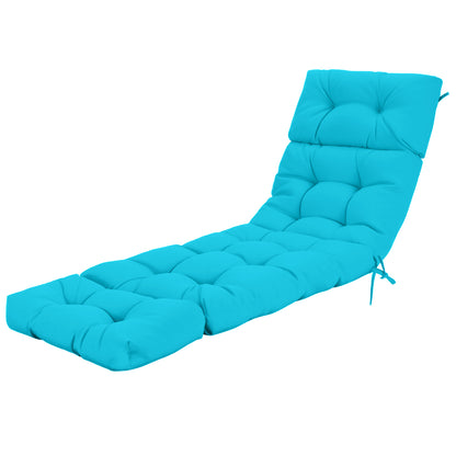 Outdoor Lounge Chaise Cushion with String Ties for Garden Poolside-Navy - Green
