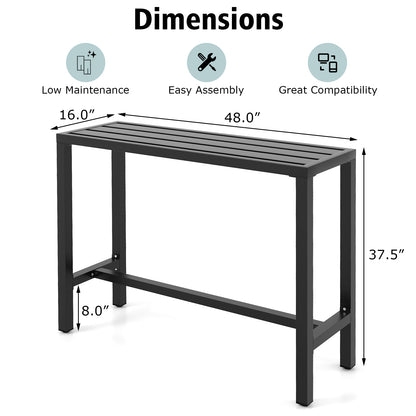 48/55 Inch Outdoor Bar Table with Waterproof Top and Heavy-duty Metal Frame