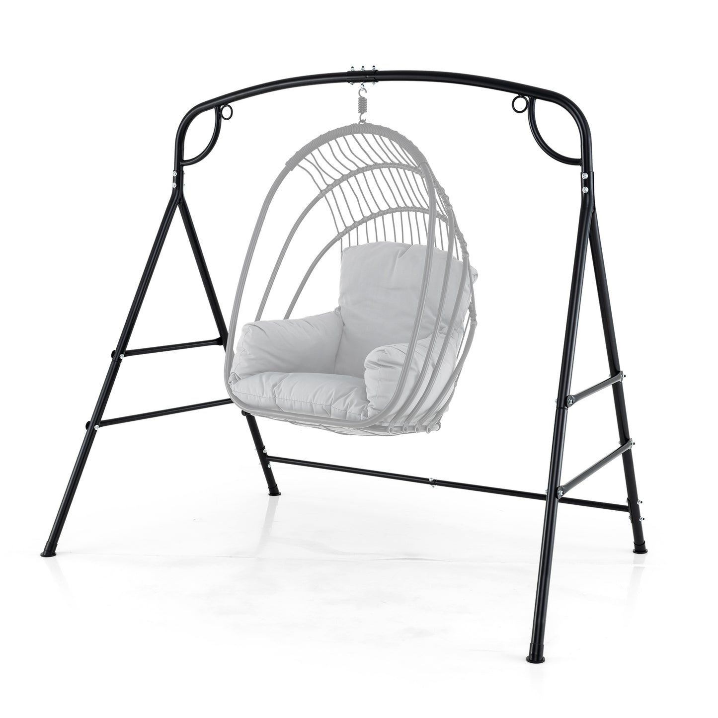 Outdoor Metal Swing Stand with 4 Support Bars and 2 Hanging Ways-Black