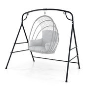Outdoor Metal Swing Stand with 4 Support Bars and 2 Hanging Ways-Black