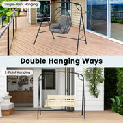 Outdoor Metal Swing Stand with 4 Support Bars and 2 Hanging Ways-Black