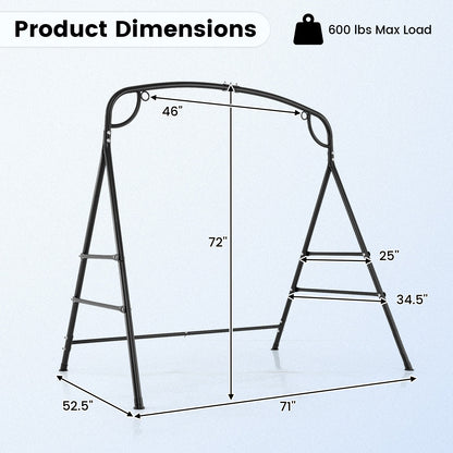 Outdoor Metal Swing Stand with 4 Support Bars and 2 Hanging Ways-Black