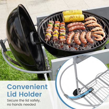 Outdoor Movable Grill Table for 18/22 Inch Weber Original Kettle for Camping