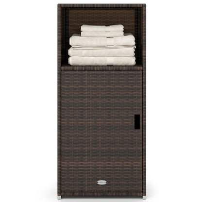 PE Wicker Storage Cabinet with Door and Open Shelf