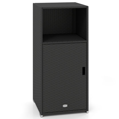 PE Wicker Storage Cabinet with Door and Open Shelf