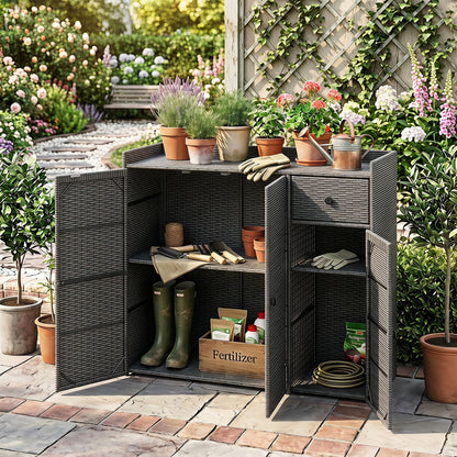 Outdoor Storage Cabinet with 3 Doors and Adjustable Shelves