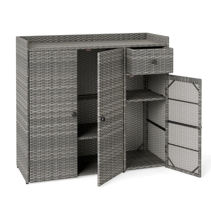 Outdoor Storage Cabinet with 3 Doors and Adjustable Shelves