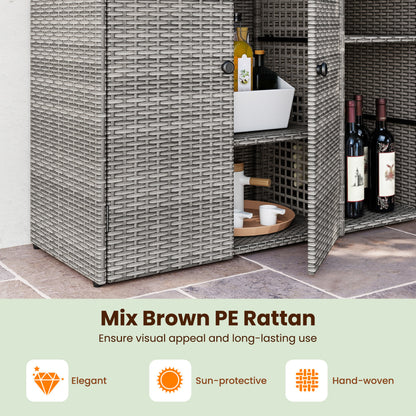 Outdoor Storage Cabinet with 3 Doors and Adjustable Shelves
