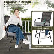 Outdoor PE Wicker Swivel Bar Stools Set of 2 Counter Height Patio Chairs with Back-Grey