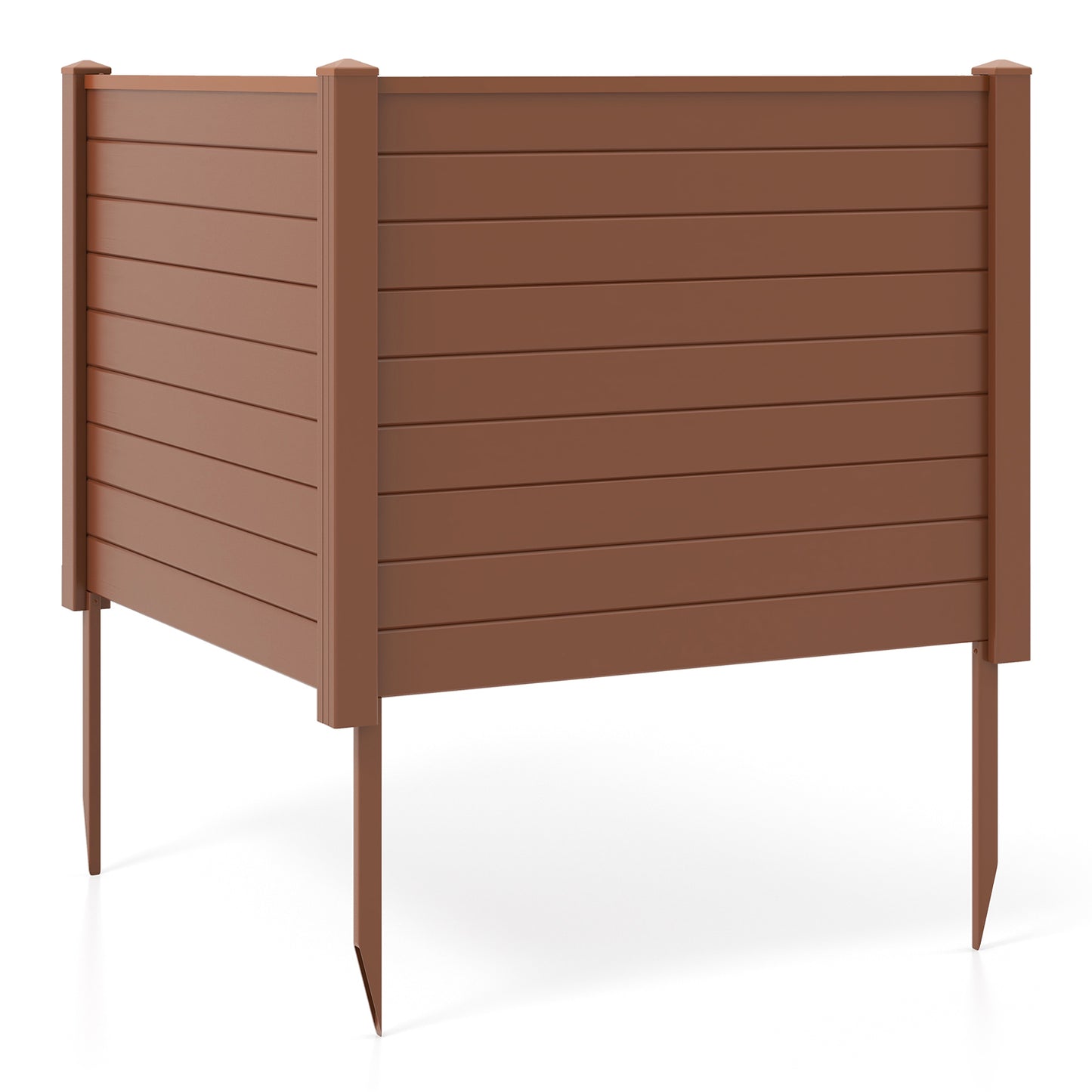 Outdoor PVC Air Conditioner Fence with 20 Inch Long Stakes-White - Brown