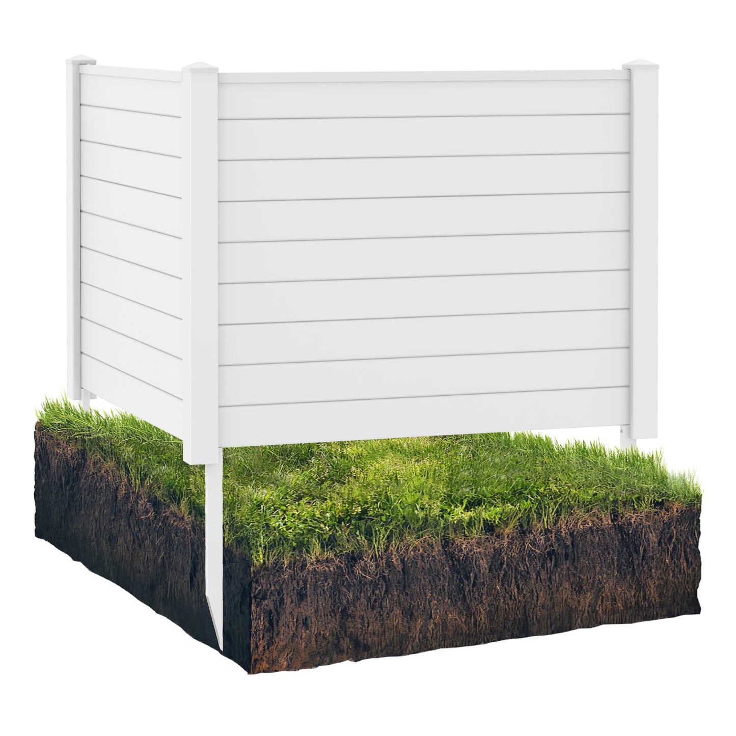 Outdoor PVC Air Conditioner Fence with 20 Inch Long Stakes-White - White