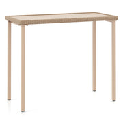 Outdoor Patio Bar Table Heavy Duty Rectangle Metal Frame-Brown