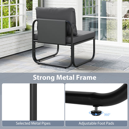 Outdoor Patio Chairs Set of 2 with Removable Cushions and Adjustable Foot Pads-Gray