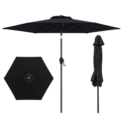 7.5 feet Outdoor Patio Heavy Duty Market Umbrella with Push Button Tilt-Black - Black